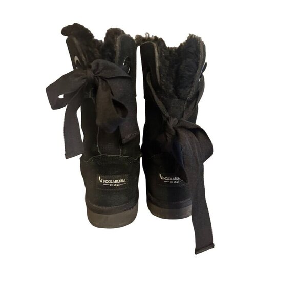 Koolaburra By UGG Womens Black Suede Mid-Calf Boots W/ Bows & Shearling Lining S - Picture 2 of 5